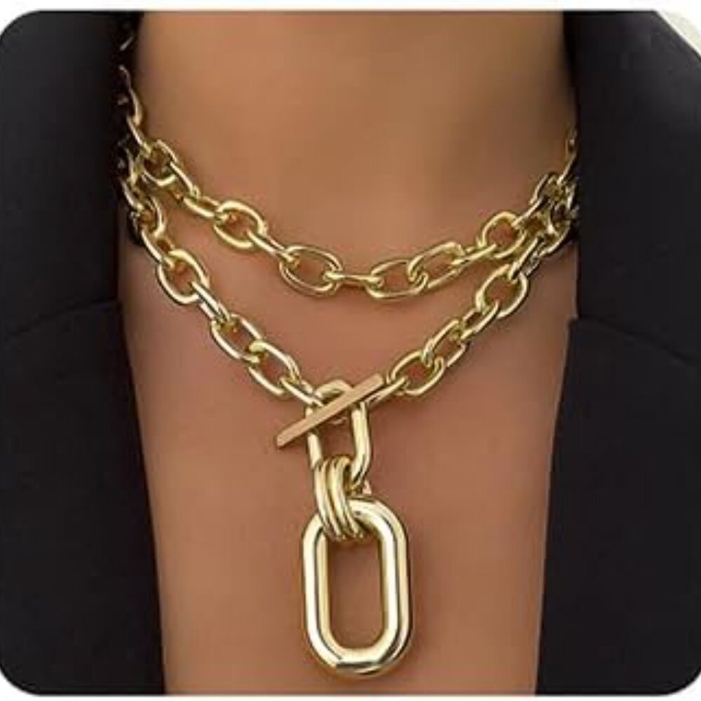 Layered Necklaces Chunky Chain Toggle Necklaces Statement Choker Necklaces Punk